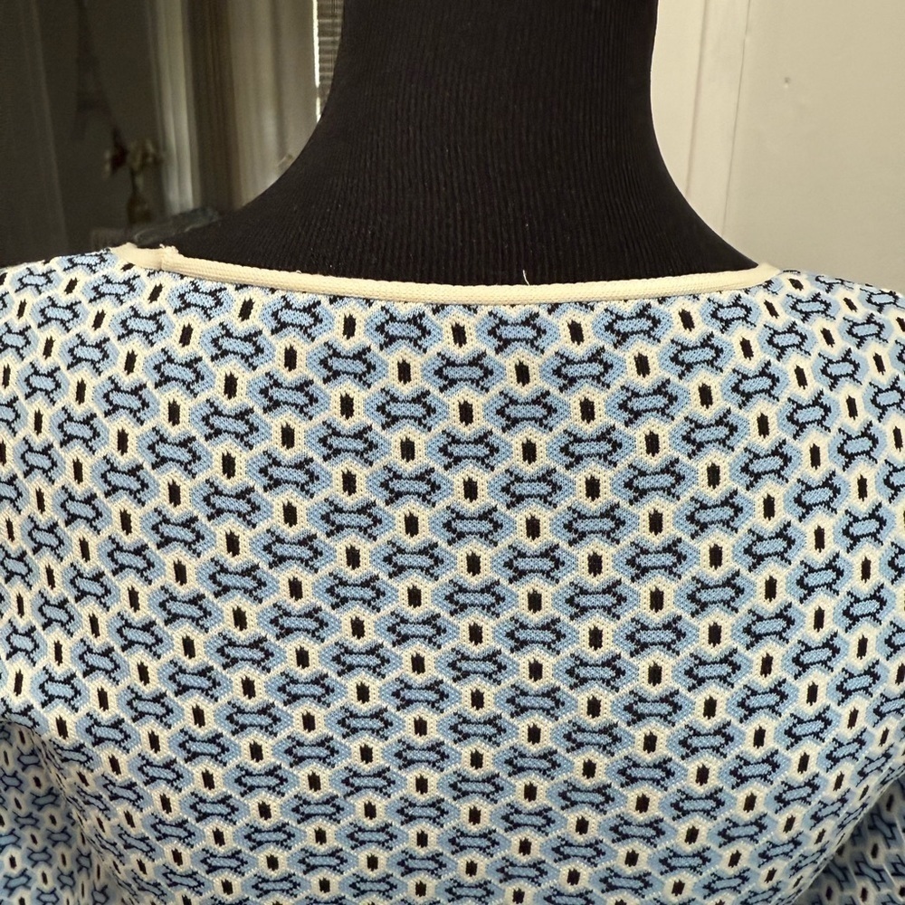 Zara Black and Blue Patterned Knit Top - Picture 8 of 11